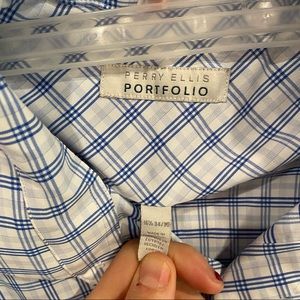 Perry Ellis Portfolio Travel Luxe Blue White Plaid The Tech